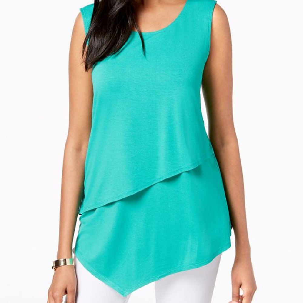 NWT Alfani Mint tiered asymmetrical sleeveless top  sz medium